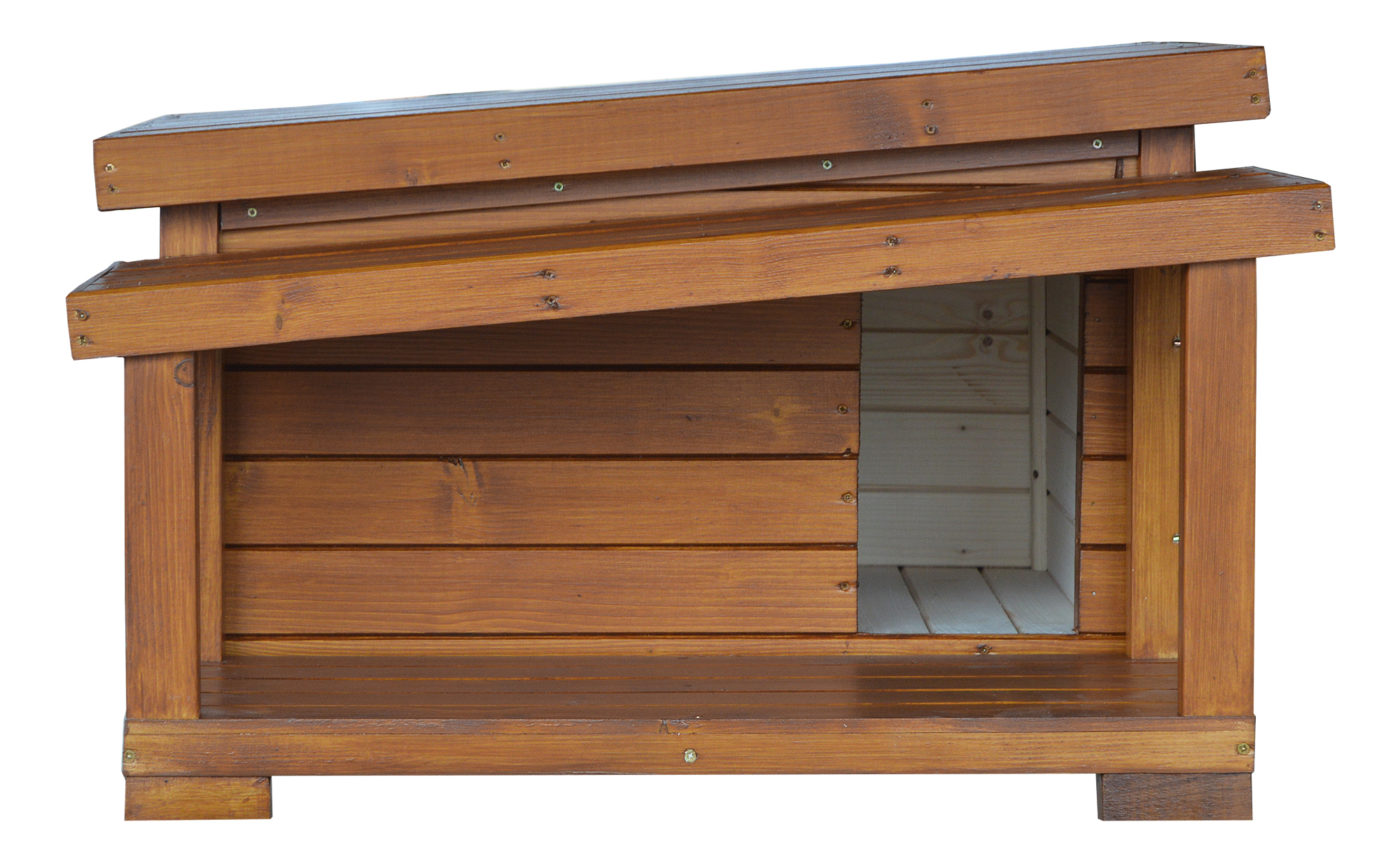 Kvalitný zateplený domček pre 1 – 3 mačky DARLING so šikmou strechou so sklonom do strany a krytou terasou